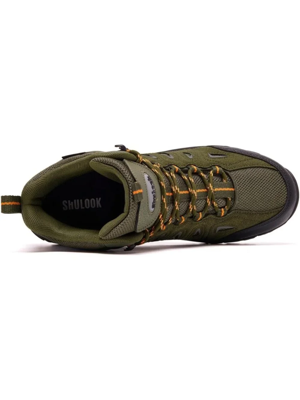 Men's Green Waterproof Shoes Casual Mid Top Round Toe Non Slip Hiking Boots